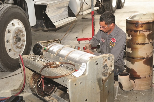 <p><strong>Full DPF service can sideline a truck for several days. Monitoring system condition can keep you ahead of the big problems.&nbsp;</strong><em>Photo: Jim Park</em></p>