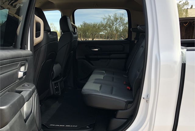 <p><em>The second row includes slide reclining seats to eight degrees, with a flat load floor with integrated RamBins and tie-down rings. There is expandable under-seat storage.</em></p>