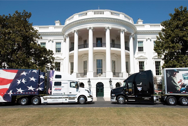 <p><strong>Parked on the White House lawn were ATA&rsquo;s Image Truck, Interstate One, and ATA&rsquo;s Share the Road Truck.</strong> <em>Photo: ATA</em></p>
