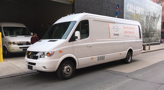<p><strong>The Chanje van on the streets of Brooklyn. The U.S. market sets the highest bar for vehicle reliability and safety, and it is home to some of the largest delivery companies and consumer brands expected to use the vehicles.</strong><em> Photo: Jim Park</em></p>