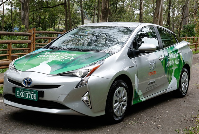 <p><em>Toyota's&nbsp;hybrid flexible-fuel vehicle prototype uses the Toyota Prius as a base model. Photo courtesy of Toyota.</em></p>