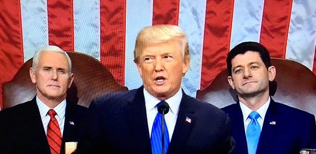 <p><strong>In his first State of the Union address, Presdient Trump said nothing about how to pay for his now $1.5 trillion infrastructure plan.</strong> <em>Photo: TV screenshot</em></p>